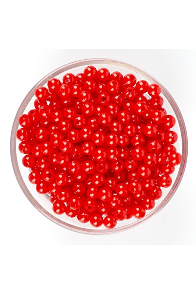 yfhobi 25 Gram - 6 Mm, Kırmızı Renkli, Yuvarlak Takı Ve Süs Boncuğu, 1.kalite...