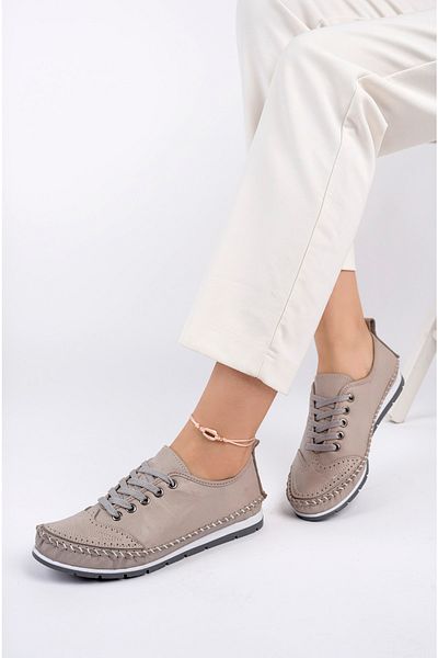 Deripabuc Genuine Leather Silver Women's Leather Casual Dp16-0062