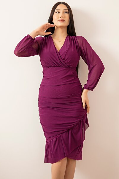 PULLIMM 13373 Φούστα με λαιμόκοψη με λεπτομέρεια από τούλι