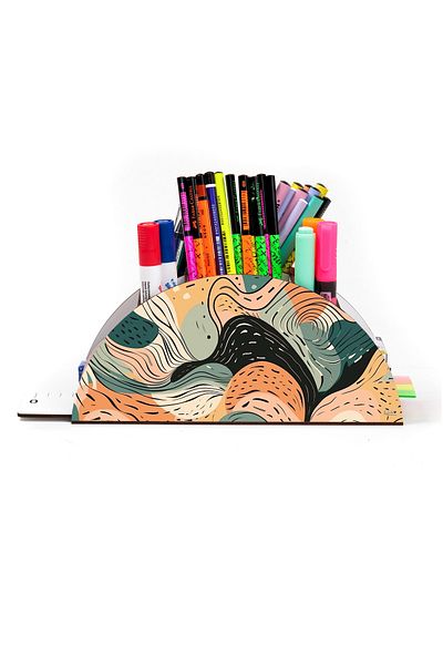 kutuTR Desktop Pen Holder Organizer with Rainbow Ruler Assembled Box