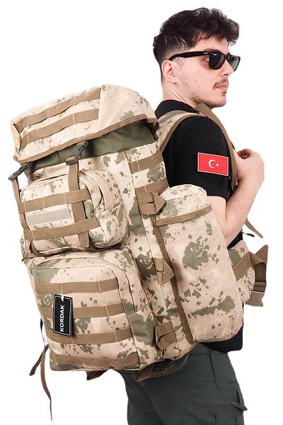 KORDAK Desert Camouflage Military Bag 90 Lt Αδιάβροχο υφασμάτινο σακίδιο πλάτης - Mountaineer Military Bag