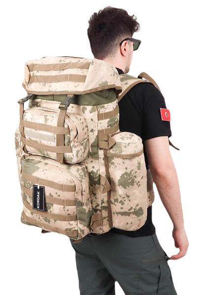 KORDAK Desert Camouflage Military Bag 90 Lt Αδιάβροχο υφασμάτινο σακίδιο πλάτης - Mountaineer Military Bag