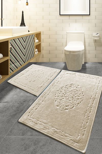 Chilai Home Σετ 2 Πατάκια Μπάνιου Elite Stone Stone από βαμβάκι