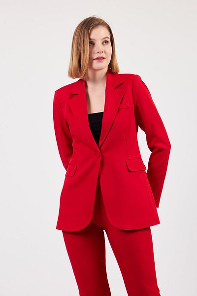 Volanlı Red Jacket Trousers Suit