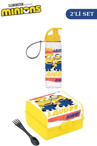 Flosoft Lisanslı Minions Matara Ve Beslenme Kutusu, 3 Bölmeli Okul Beslenme K...