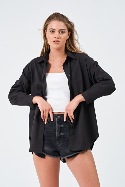 modazoom Γυναικείο μακρύ βασικό πουκάμισο σε καφέ και μαύρο χρώμα 2 τεμαχίων