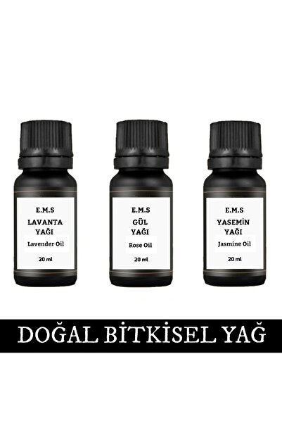 E.M.S AVM زيت اللافندر والورد والياسمين - مجموعة من 3 قطع