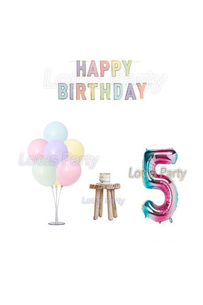 LOTUS PARTY Σετ γενεθλίων 5 ετών Minimal Μπαλόνι Βάση Αριθμός Φύλλο Μπαλόνι Μακαρόν Χρώμα Μπαλόνι Ευτυχισμένα γενέθλια
