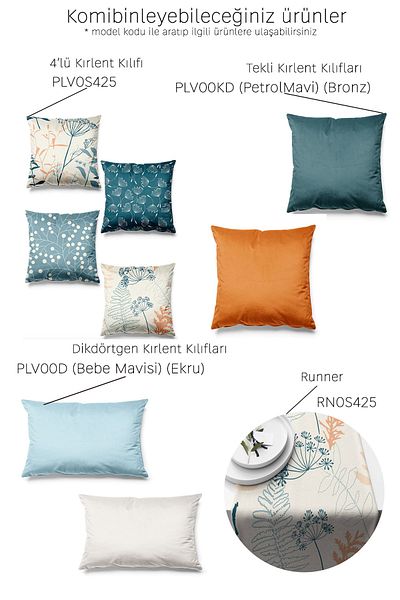 Pilloveland Husă de pernă din piele intoarsa, imprimata pe doua fete, cu model delicat