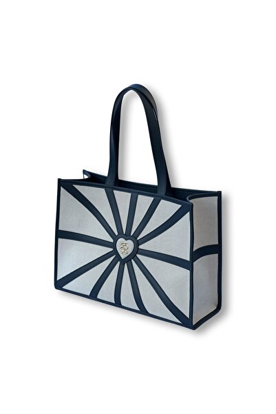 Bloomsbury İstanbul Sun Goddess Kanvas & Deri Lacivert Tote Bag