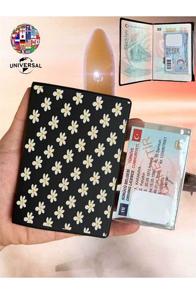 Cekuonline Daisy Pattern Smooth Surface Leather Passport Cover Case Suitable for All Country Passports