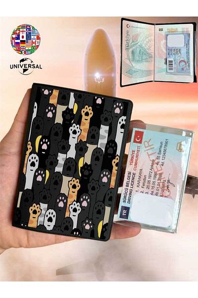 Cekuonline Paws Patterned Smooth Surface Leather Passport Cover Case Suitable for All Country Passports