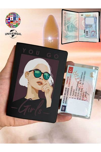 Cekuonline You Go Girl Patterned Smooth Surface Leather Passport Cover Case Suitable for All Country Passports