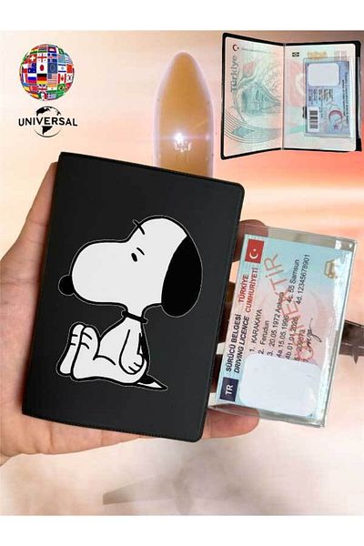 Cekuonline Snoopy Patterned Smooth Surface Leather Passport Cover Case Suitable for All Country Passports