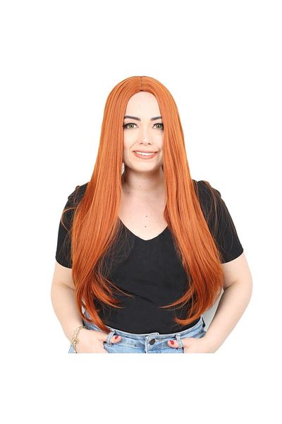 KONAK PERUK Copper Color Fiber Synthetic Long Wig