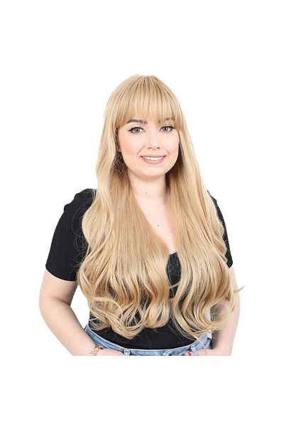 KONAK PERUK Fiber Synthetic Wig - Long Wavy and Bangs, Honey Foam