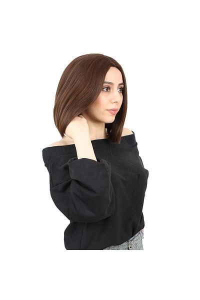 KONAK PERUK Brown Caramel Colored Short Fiber Synthetic Wig - No Bangs
