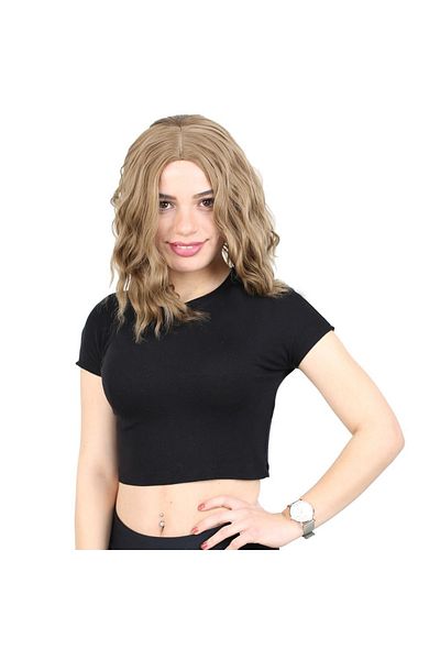 KONAK PERUK Synthetic Fiber - Curtainless and Baby Brown Short Wavy Wig