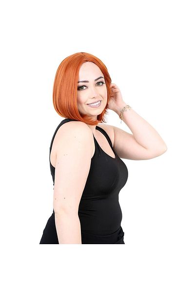KONAK PERUK Copper Color Non- Bangs Short Fiber Synthetic Wig
