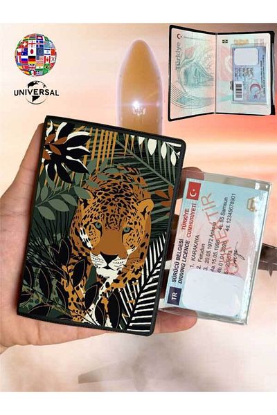 Cekuonline Lion Pattern Smooth Surface Leather Passport Cover Case Suitable for All Country Passports