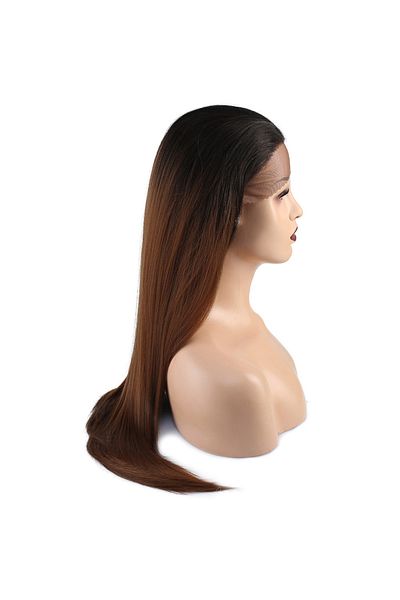 KONAK PERUK Black Caramel Ombreli Straight Fiber Synthetic Tulle Wig