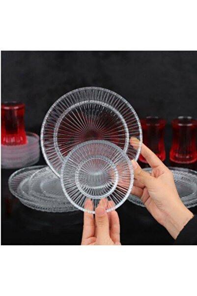 Paşabahçe 18 Parça Elysia Çay Bardağı - Riva Çay Tabağı - Riva Sunum Tabağı Seti