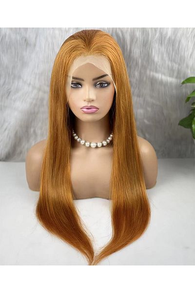 KONAK PERUK Real Front Lace Tulle Wig - Straight - Vibrant Copper 70-75cm