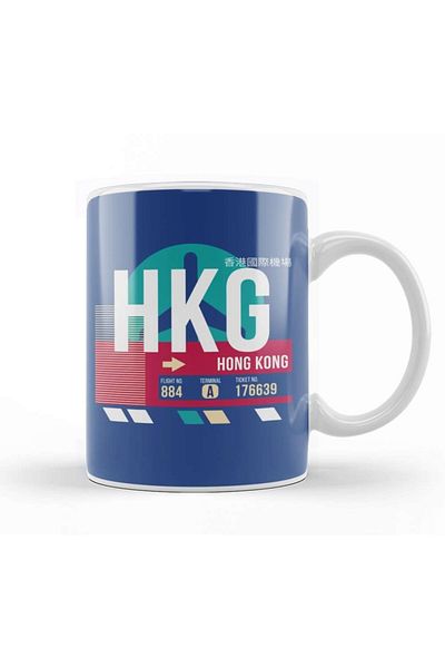 Baskı Dükkanı هونج كونج Hkg Airport Code Baggage Tag كوب كوب بورسلين