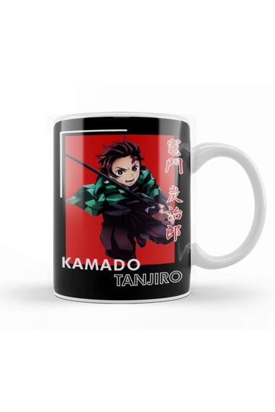Baskı Dükkanı Demon Slayer Kamado Tanjiro Kupa Bardak Porselen