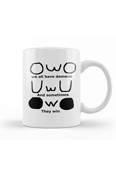 Baskı Dükkanı Kpop Mug Cup Porcelain - لطيف Uwu Emoji Social Media Meme Stans...