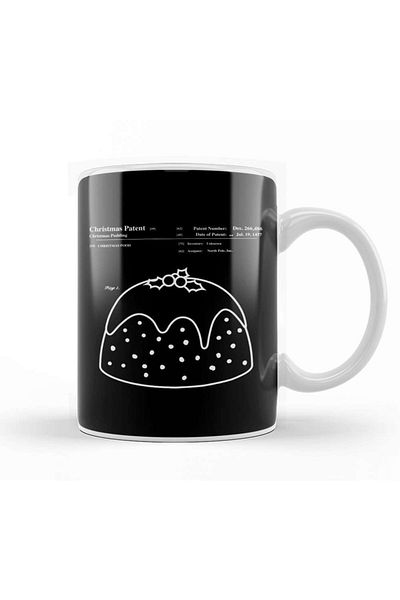 Baskı Dükkanı Christmas Pudding Blueprint Mug Cup Porcelain