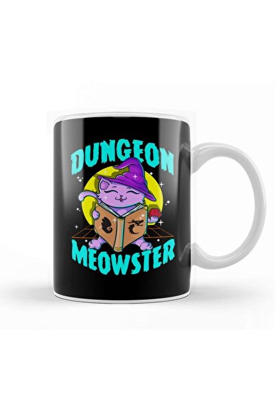 Baskı Dükkanı كوب بورسلين لطيف ومضحك من Dungeon Meowster Gamer Cat