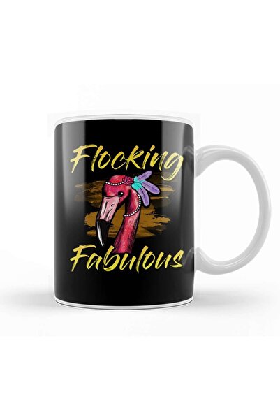 Baskı Dükkanı كوب بورسلين لطيف ومضحك فلوكينج فلامينجو بون