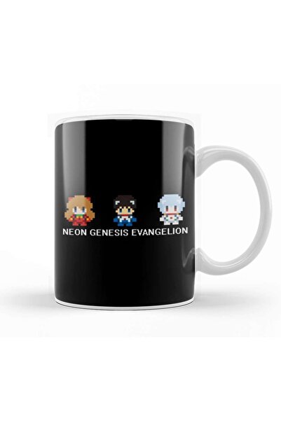 Baskı Dükkanı 8 Bit Neon Genesis Evangelion Kupa Bardak Porselen