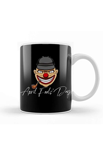 Baskı Dükkanı كوب بورسلين من April Fools' Days Clown And Text