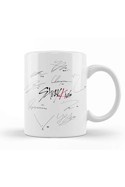 Baskı Dükkanı Stray Kids Logo Signatures Kupa Bardak Porselen