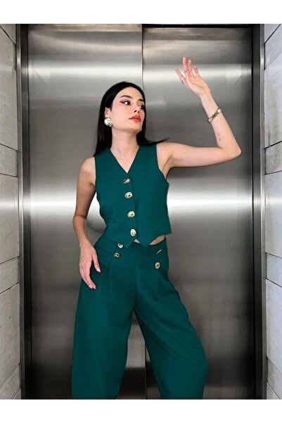Laluvia Emerald Vest Trousers Set