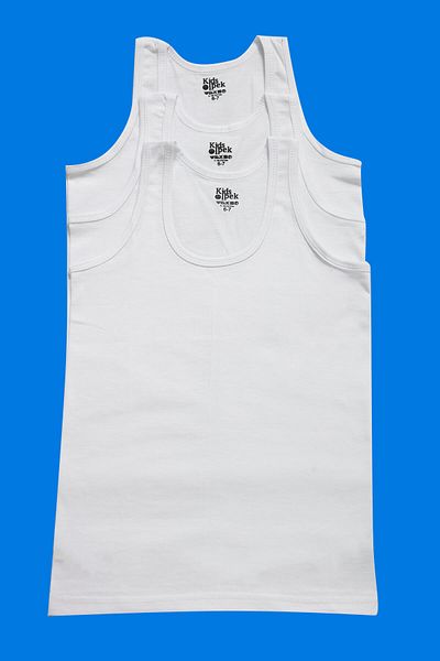 Siyah İnci Children's Unisex White 3-Piece Cotton Wide Strap Undershirt 1481.