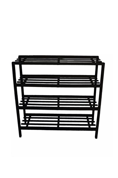 Atadan 4 Katlı Ahşap Çok Amaçlı Raf-Siyah