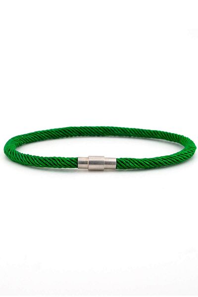 Solfera Men's Green Braided Rope Metal Magnetic Clip Bracelet BT459