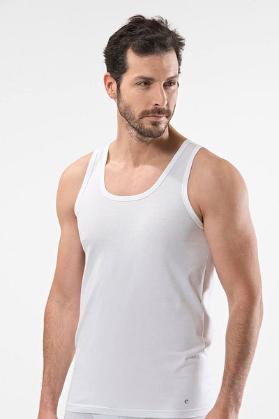 Cacharel 1101 Men's Cotton White Tank Top
