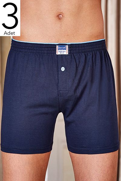 Berrak Ανδρικό μπόξερ με κουμπιά 3 συσκευασιών Navy Blue ELF568BER10993