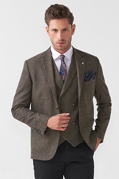 Mcr سترة بليزر بنية للرجال - MCR40515BROWN