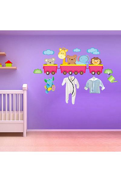 Tilki Dünyası Cute Animals on the Train Hanger Wall Sticker