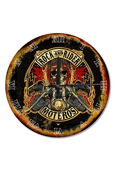 Cakatablo 30 Cm Diameter Rock and Rider Moteros Patterned Wall Clock