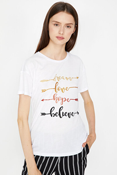 Koton Жіноча біла футболка 9KAK13607GK