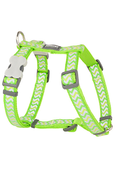 RedDingo Fosforlu Ziggy Desenli Lime Köpek Göğüs Tasması 12 Mm