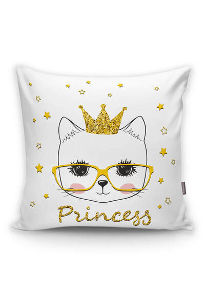 Realhomes Princess Kedi Motifli Modern Dijital Baskılı Yastık Kılıfı