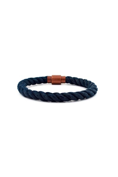 Solfera Men's Navy Blue Rope Copper Color Magnet Bracelet BT421