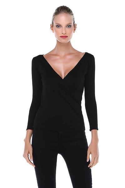 Quincey Women's Black Double Breasted Blouse BD2406